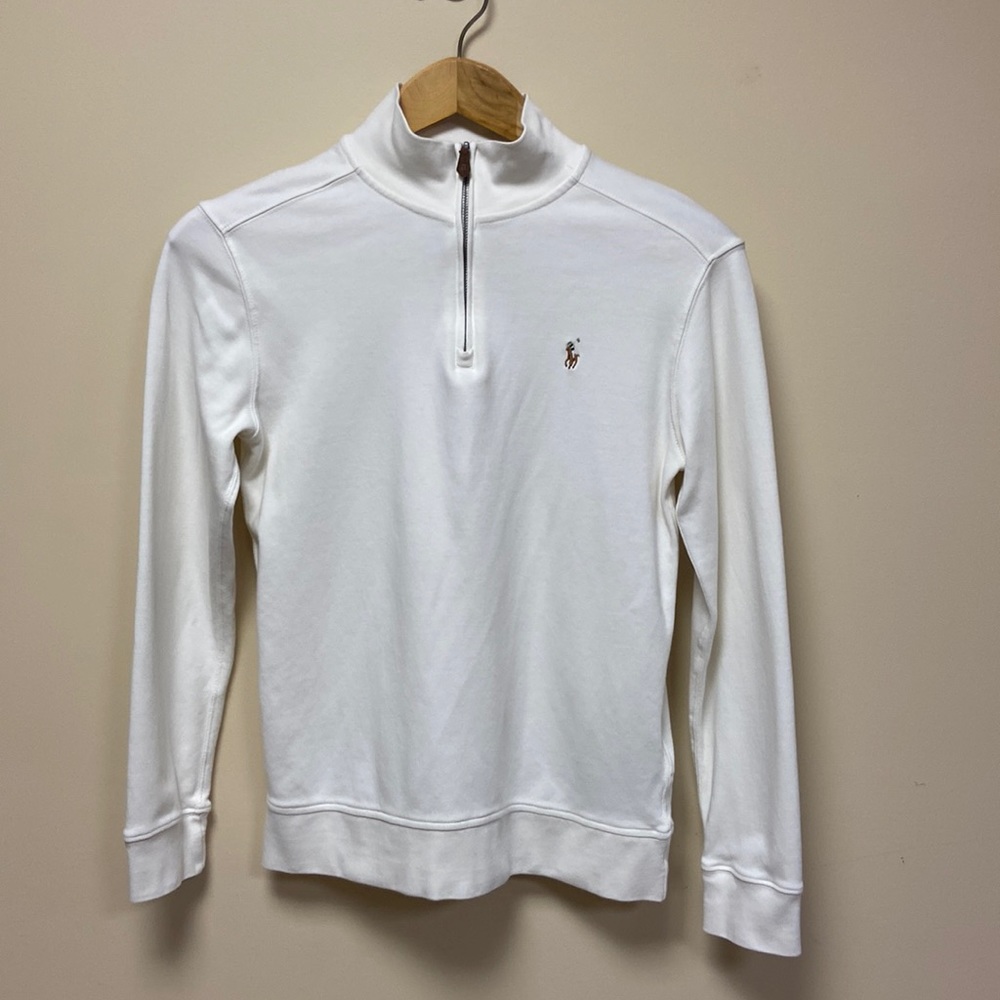 Ralph Lauren big boys size large (14-16) ivory 1/4 zip pullover